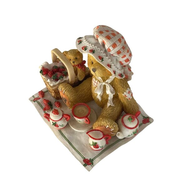 Cherished Teddies Teddy Bear Picnic Figurine Strawberries Tea Set 3 1/3" x 3 - Picture 5 of 8